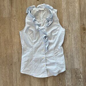 Womens New York & Company Blue Stripe Blouse - XS